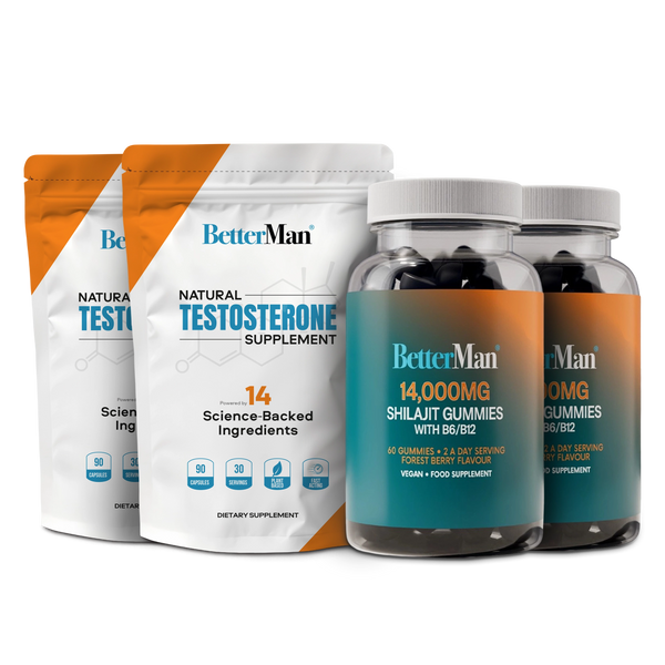 BetterMan testosterone supplement packaging on a white background