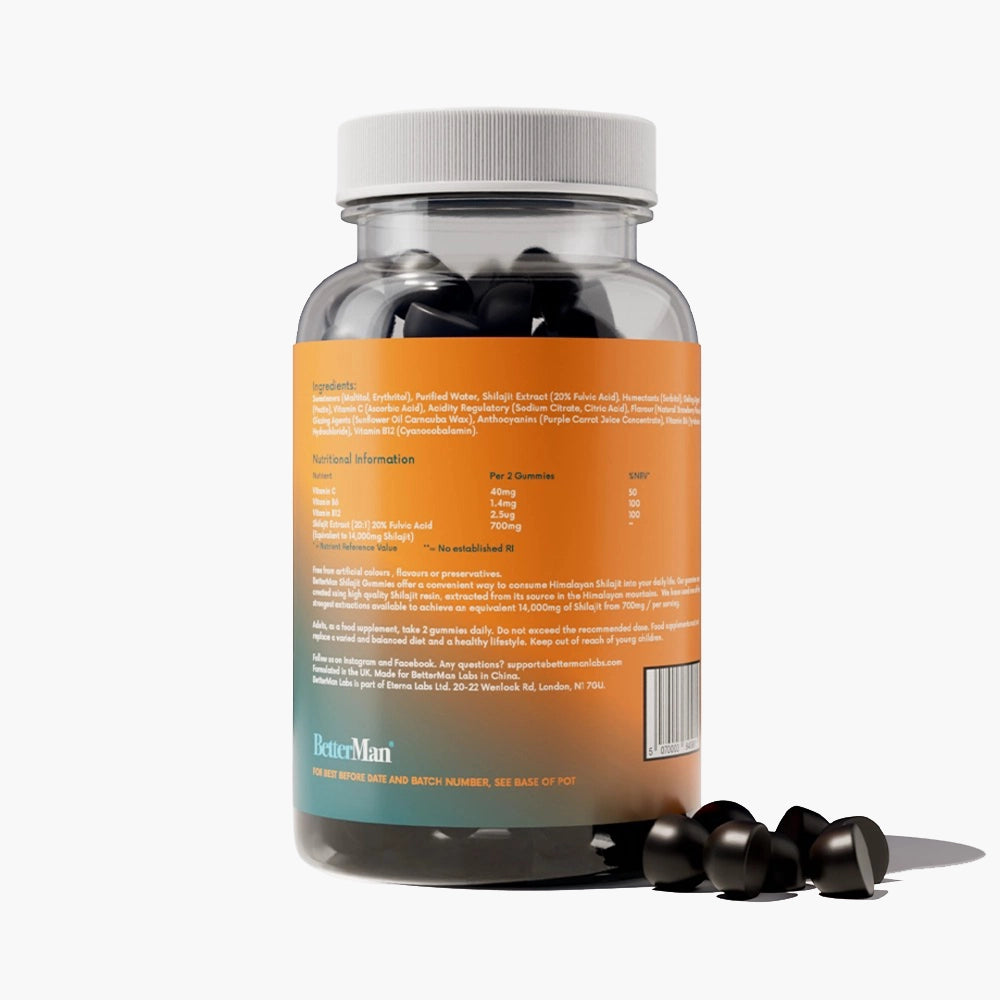 Back of Shilajit gummies bottle